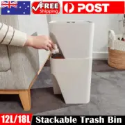 12-18L Stackable Trash Can Waste Bin Cleaning Bathroom Desktop Dustbin Rubbish