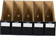 NAMOARLY 5PCS Office File Storage Holders Sturdy Document Organizers for Magazines Books Papers Convenient Desk Storage Boxes for Home Office School Use Matte with Grey Interior