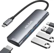 USB C Hub Adapter, ABLEWE 5 in1 USB C to HDMI Adapter, with 4K HDMI, 100W Power Delivery, USB-C and 3 USB-A 5Gbps Data Ports for MacBook Pro/Air 2020, iPad Pro, Pixelbook, XPS, Galaxy, and More