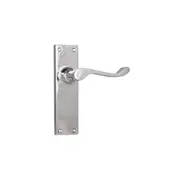 Tradco Victorian Lever Door Handle on Long Backplate Chrome Plated