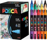 Uni-Posca Paint Marker Pen - Medium Point - Set of 15 (PC-5M 15C) Packing May...