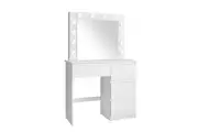 White Dressing Table Dresser Vanity Makeup Table with 12 LED Lighted Mirror and Four Drawers