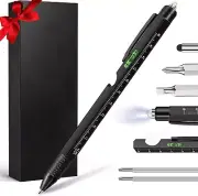 Gifts for Men 9 in 1 Multitool Pen Set LED Light Touchscreen Stylus Ruler Level