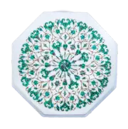 15" Marble side end table top semi precious stones malachite inlay home decor