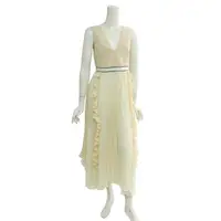 在飛比找momo購物網優惠-【SELF-PORTRAIT】褶狀蕾絲V領洋裝(米白色)