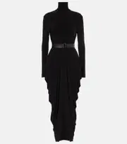 [Norma Kamali] Norma Kamali Draped turtleneck midi dress AU 12 black