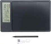 Electronic Desktop Calendar Rechargeable Writing Notepad with Digital Clock Date Time Display Drawing Pad Board Multi Functional Lightweight for Office Home Business (Black)
