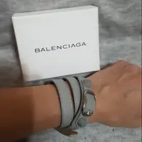 在飛比找蝦皮購物優惠-balenciaga巴黎世家細版大象灰真皮手環