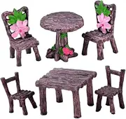 Resin Miniature Landscape Decor Mini Furniture Set Table Stool Models for Moss Micro Garden for Bonsai and Succulent