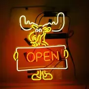 Deer Open 17"x14" Acrylic Neon Sign Lamp Light Show Store With Dimmer