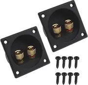 OZXNO 2PCS Square 2-Way Speaker Box Terminal Cup with Banana Plugs Speaker Box Terminal Binding Post Screw Cup Connector Subwoofer Plug (Black)
