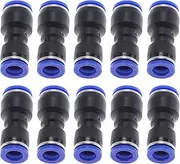 X AUTOHAUX Push to Connect Air Fittings 1/2" x3/8" Reducing Straight Air Line Quick Connector Plastic 10 Pcs Blue Black Silver Tone