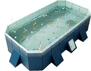 Foldable Pool, Non-Inflatable Swimming Pool - Outdoor Swimming Pool for Backyard Dog Pools (116.1" x 64.9" x 21.6")