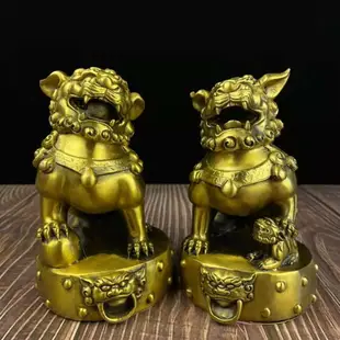 純銅石獅子家居裝飾品招財北京銅獅子店鋪門口裝飾品獅子擺件