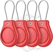4 Pack Waterproof Holder Compatible with Apple AirTag, Secure Lock Anti-Lost Protective Case with Wire Cable Keyring for Men Women for Luggage Backpack Keys Pets