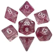 Metallic Dice Games Mini Polyhedral 7 Pieces Dice Set with White Numbers, Ethereal Light Purple