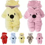 Newborn Baby Girl Boy Clothes Velvet Hooded Jumpsuit Romper Warm Outfit Bodysuit