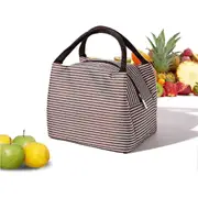 1PCS Insulation Lunch Bag, Waterproof Picnic Bag, Striped Lunch Box Bag, Picnic Bento Handbag