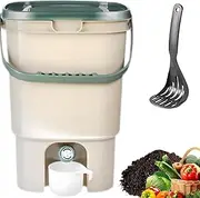 Compost Bin Outdoor, 15L Worm Garden Compost Bin, Worm Farm Kit for Recycling Food Waste, Garden Composter Bin with Top Lid, Portable Compost Bins for Garden, Backyard, Balcony(White)