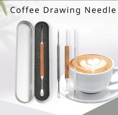 Coffee latte foam art pen needle stainless barista tool stainless steel pen