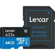 Lexar High-Performance 633x 64GB microSDXC UHS-I Card w/ SD Adapter, Up To...