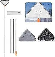 EZONEDEAL Mini Triangle Deep Cleaning Mop, Multifunctional Window Cleaner, 360 Degree Rotatable Adjustable Triangle Mop for Glass, Air Conditioners, Roofs, Gaps, Car - Extra Long Pole