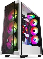 T1 White Full-Tower E-ATX Gaming PC Case, Graphics Card Vertical Mounting W/Temp