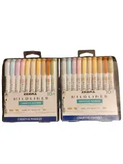 2x Zebra Mildliner Creative Marker Chisel Tip Bullet Tip Water-Resistant 10 ct