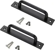 WADY 2PCS Heavy Duty Sliding Barn Door Handles, Black Aluminium Alloy Sliding Door Pull Handles for Shed, Balcony, Kitchen Cabinet, Closet & Farmhouse Doors