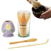 Bamboo Matcha Whisk Set Chasen Chashaku Matcha Whisk for Tea Ceremony
