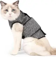 Cat Anxiety Jacket, Thunder Vest for Cats, Anti-Anxiety Shirt, Calming Wrap Vet Recommended Solution for Fireworks, Thunder, Travel, Separation (Gray, S)