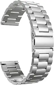 [Generic] Watch Strap Solid Tapered Strap With Curved End Stainless Steel Strap With Safety Buckle 20mm 22mm General Strap Black, Silver