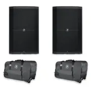 Pair of Mackie Thump215 15" 1400 Watt Powered Active DJ PA Speakers + Rolling Ba