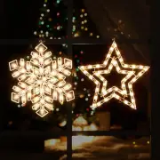Lighted Star and Snowflake Christmas Window Silhouette Decoration Lights for Chr