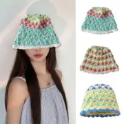 Color Matching Bucket Hat for Adult Sunproof Breathable Crochet Fisherman Hat