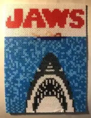 Jaws Great White Shark Steven Spielberg Horror Perler Bead Art Handmade 12.25x9"