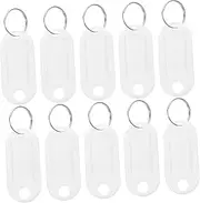 KALLORY 30pcs Plastic Keychain Tags with Rings Easy Identification Name Labels for Hotels Dorms and Offices White Key Tags for Organizing Keys and Numbers