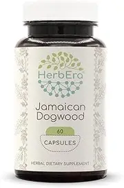 Jamaican Dogwood 60 Capsules, 500 mg, Wildcrafted Jamaican Dogwood (Piscidia Piscipula) Dried Bark (60 Capsules)