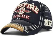 [YULOONG] Vintage Baseball Cap Embroidery Spitfire Washed Denim Trucker Cap 100% Cotton Sun Hat for Men Women Adjustable Size