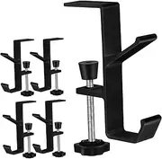 RORPOIR 5pcs Removable Desk Hooks Headphone Purse Holder Clamp for Backpack Bag Storage Compatible with Desk Edges Space Saving Organizer