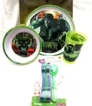 Unisex The Incredible Hulk Mealtime Dinnerware Set Plate Bowl&Cup+Flatware-New