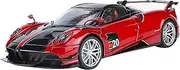Finished Scale Model Large 1/18 for Pagani Huayra BC Simulation Alloy Car Model Pull Back Sound Light All Doors Openable Vehicle Model Presents Ornaments(Red)