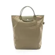 Longchamp Le Pliage Green M Shopping Bag Tote Fabric Leather Women'S
