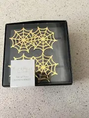Napkin Rings, Isaac Mizrahi Halloween Gold Spider Web Set Of 4 New