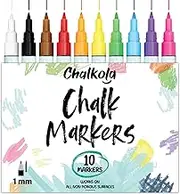 Chalkboard Chalk Markers (10 Pack, 1mm Extra Fine Tip) Neon Colour pens - For Blackboards, Chalkboard, Bistro, Window