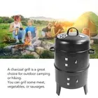 3 in 1 Vertical Charcoal Smoker Grill with Thermometer BBQ For Cooking 3 Layer