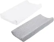 QUMIIRITY 2Pcs Polyester Changing Pad Covers for Soft and Breathable Diaper Changing Table Liners Removable and Washable Comfortable for Skin Grey