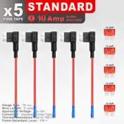 5 Sets Car Add-a-circuit Fuse TAP Adapter 10 Amp Standard ATO ATC Blade Fuse