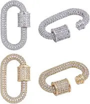 beinkmake 2PCS Necklace Clasp Rhinestone Oval Screw Carabiner Lock Charms Clasps Shortener Bracelet Keychain Necklace Sweater Pendant for Decoration Jewelry Crafts Making