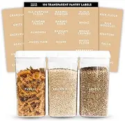 Pantry Labels for Food Containers, 198 Modern Font Kitchen Labels for Containers on Clear Sticker, Waterproof Scratch Resistant, Organize Pantry Essentials
